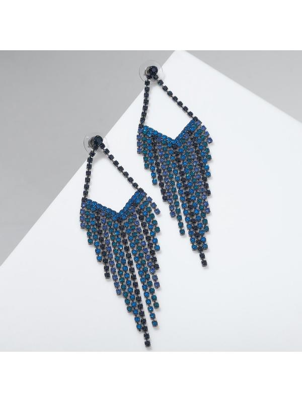 Серьги висячие со стразами 