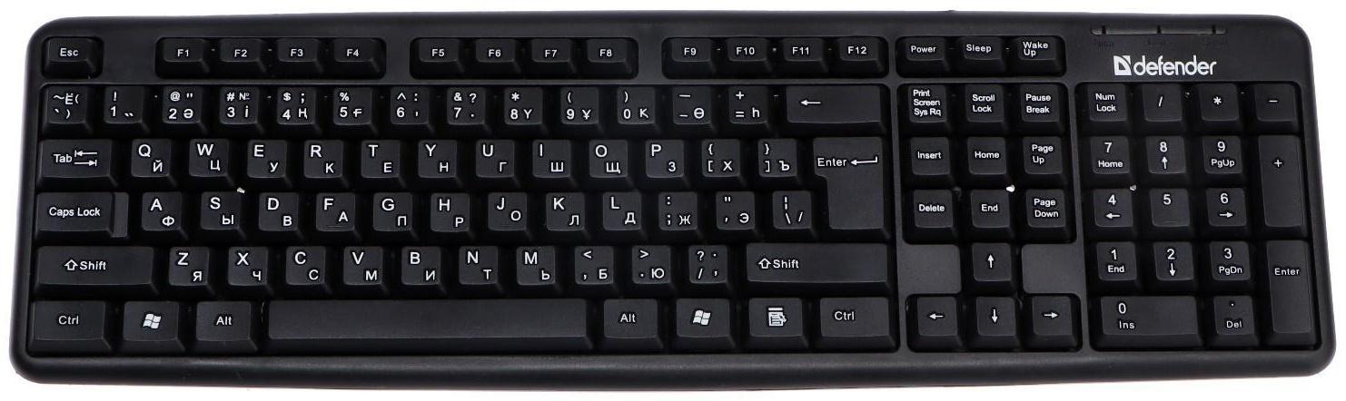 Клавиатура Defender Element HB-520, проводная, мембранная, 104 клавиш, USB, чёрная