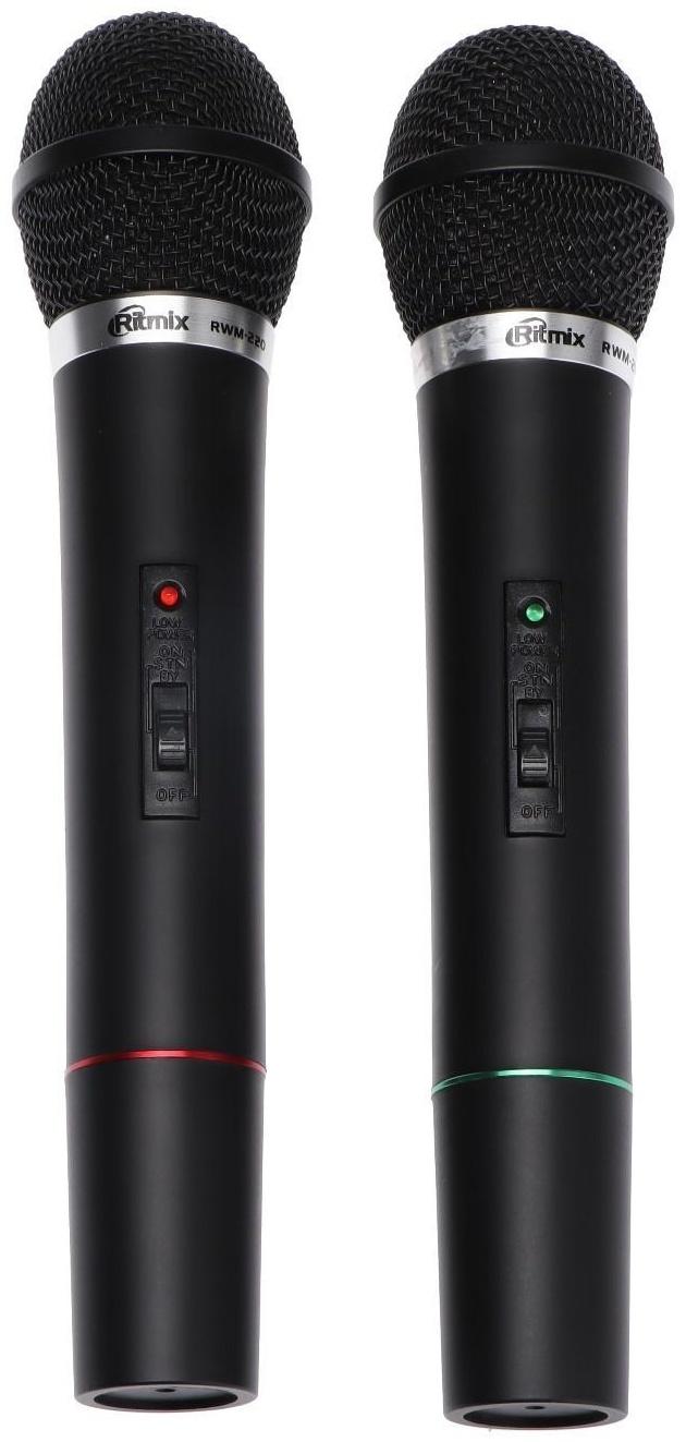 Беспроводная микрофонная система Ritmix RWM-210, 105 дБ, 100-10000 Гц, радиус до 10 м,черная