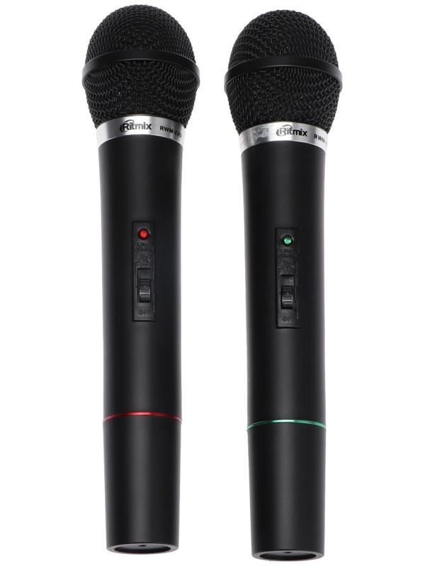Беспроводная микрофонная система Ritmix RWM-210, 105 дБ, 100-10000 Гц, радиус до 10 м,черная