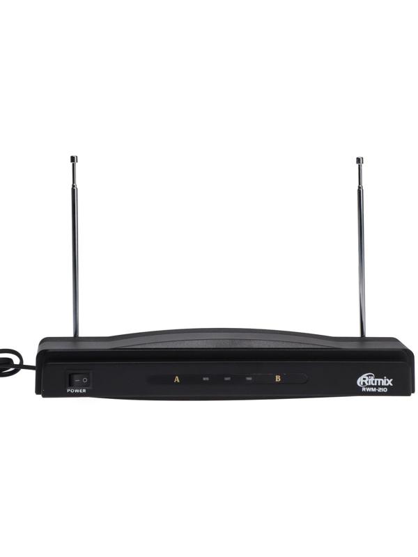 Беспроводная микрофонная система Ritmix RWM-210, 105 дБ, 100-10000 Гц, радиус до 10 м,черная