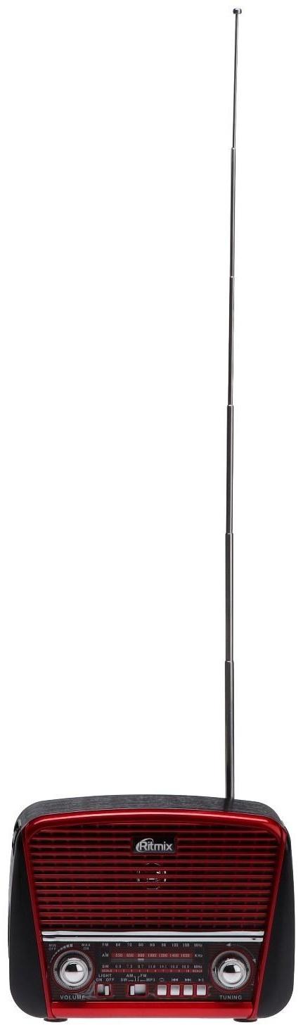 Радиоприемник Ritmix RPR-050 RED, функция MP3-плеера, фонарь, красный