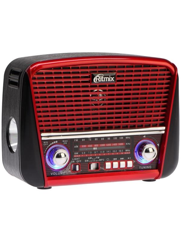 Радиоприемник Ritmix RPR-050 RED, функция MP3-плеера, фонарь, красный