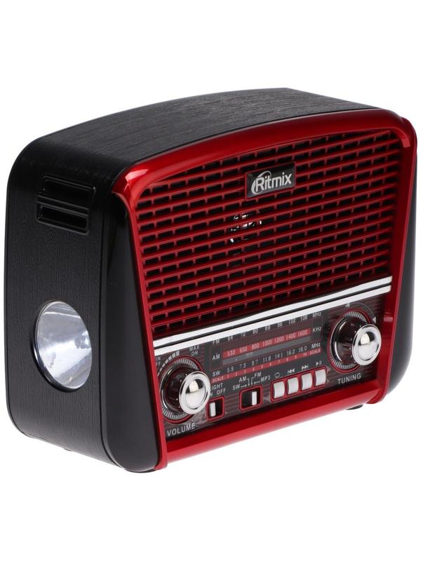 Радиоприемник Ritmix RPR-050 RED, функция MP3-плеера, фонарь, красный