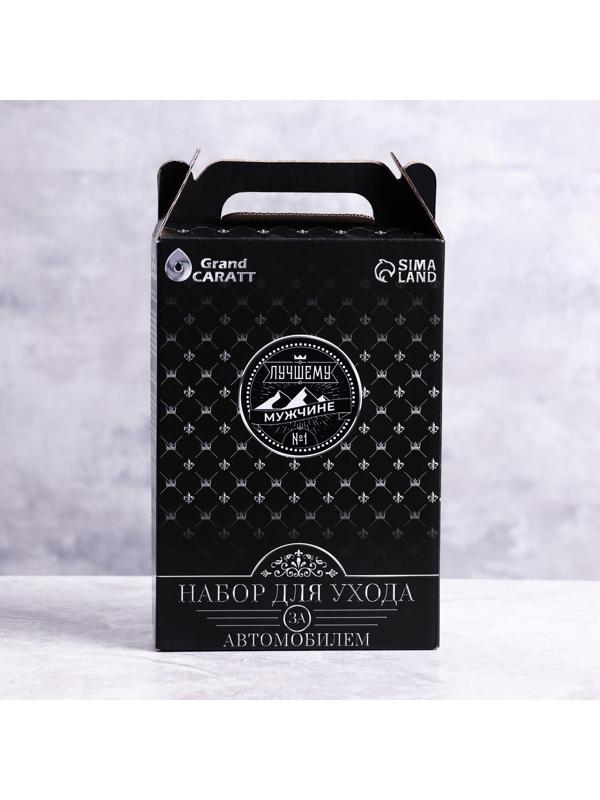 Подарочный набор Grand Caratt для ухода за авто, универсальный: полироль салона 400 мл, очиститель салона 400 мл, чернитель шин 400 мл, микрофибра