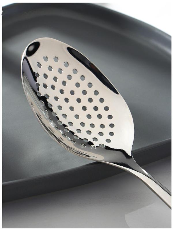 Ложка для снятия пены, 27 см, толщина 2,5 мм, цвет серебряный