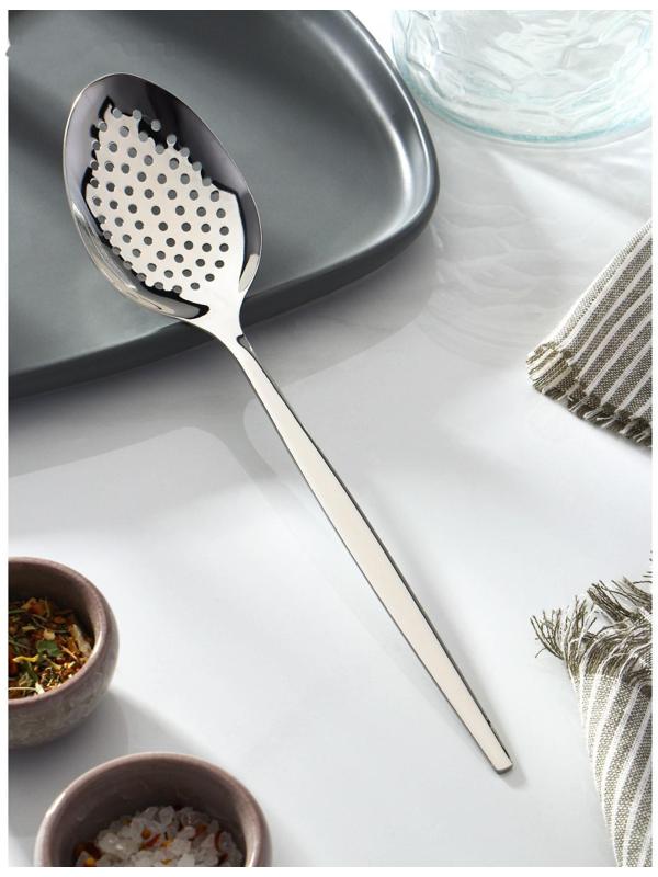 Ложка для снятия пены, 27 см, толщина 2,5 мм, цвет серебряный