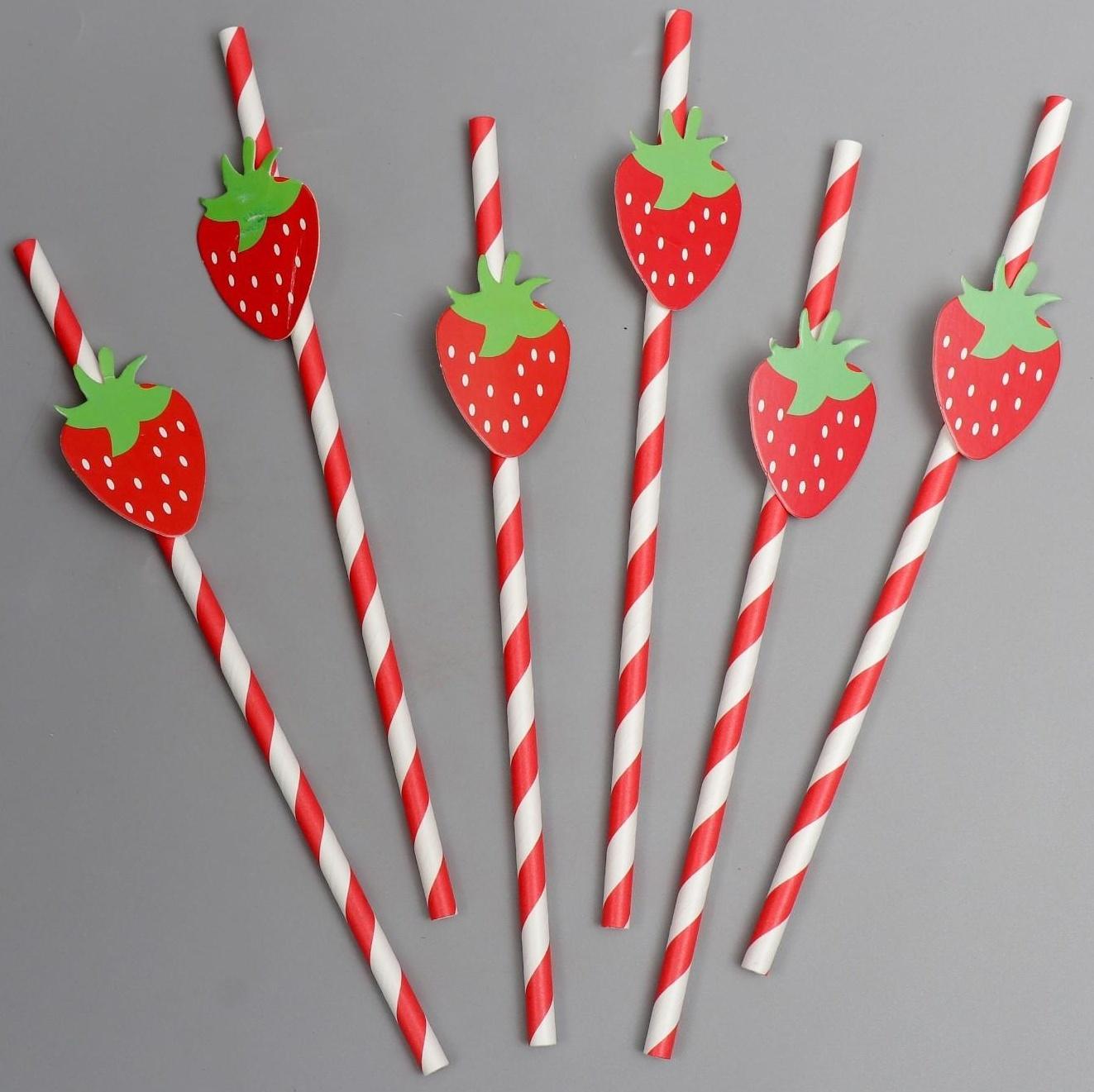 Трубочки для коктейля «Клубничка», в наборе 6 штук