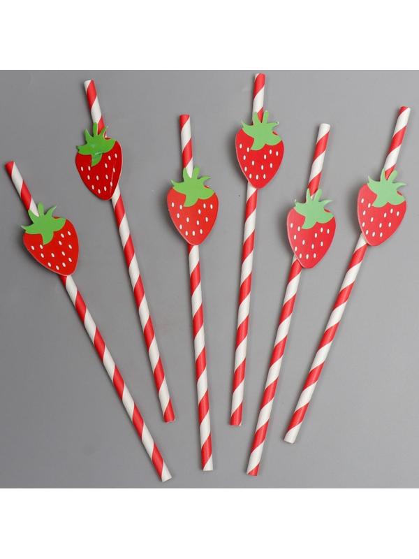 Трубочки для коктейля «Клубничка», в наборе 6 штук
