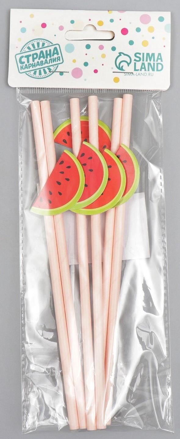 Трубочки для коктейля «Арбуз», в наборе 6 штук