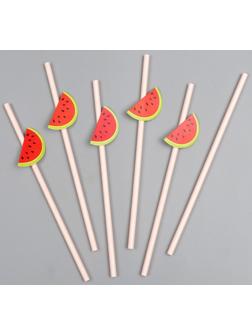 Трубочки для коктейля «Арбуз», в наборе 6 штук