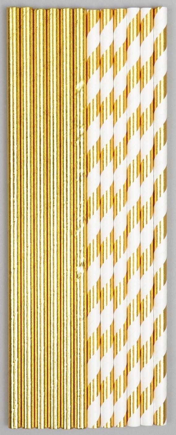 Трубочки для коктейля «Ассорти», в наборе 12 штук, цвет золото