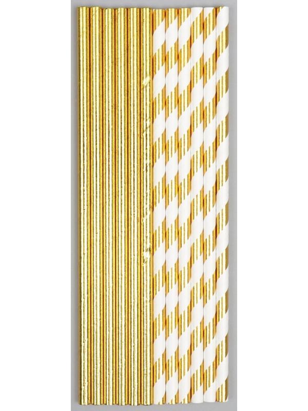 Трубочки для коктейля «Ассорти», в наборе 12 штук, цвет золото