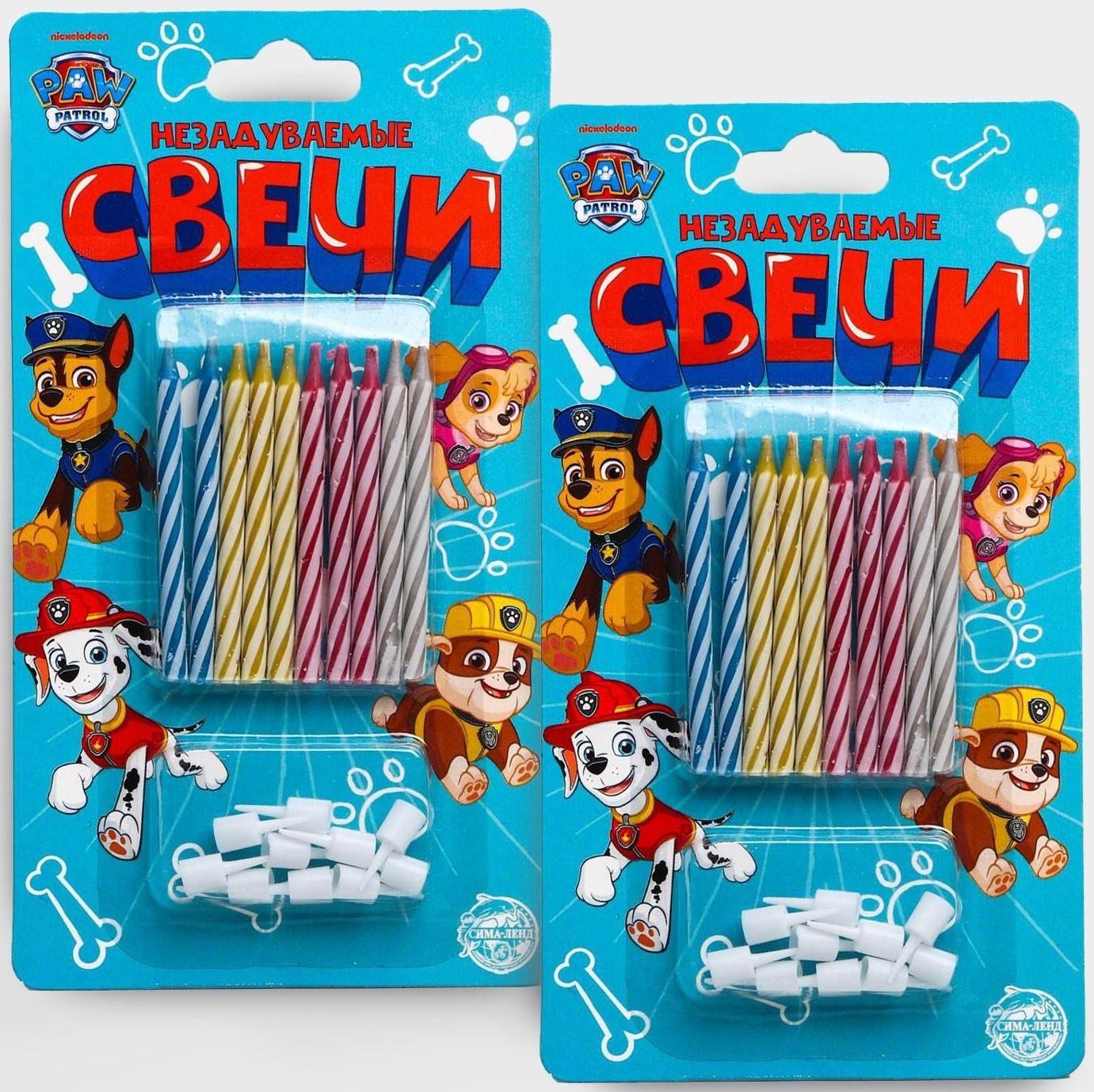 Набор свечей незадуваемые для торта, Щенячий патруль, 2 набора