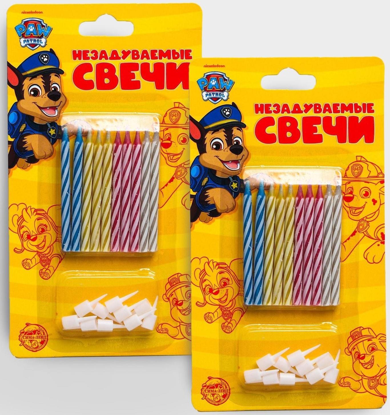 Набор свечей незадуваемые для торта, Щенячий патруль, 2 шт