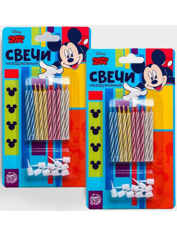 Набор свечей незадуваемые для торта, Микки Маус, 2 шт