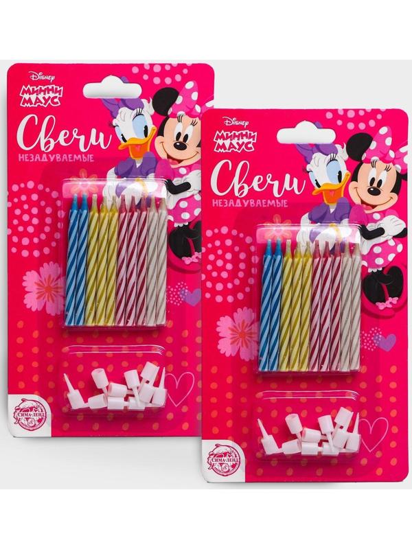 Набор свечей незадуваемые для торта, Минни Маус, 2 шт
