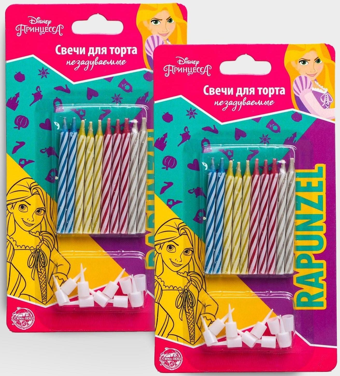 Набор свечей незадуваемые для торта, Принцессы, 2 шт