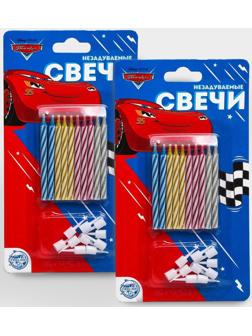 Набор свечей незадуваемые для торта, Тачки, 2 шт