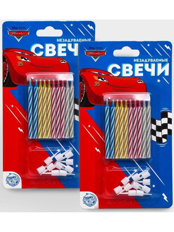 Набор свечей незадуваемые для торта, Тачки, 2 шт
