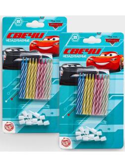 Набор свечей незадуваемые для торта, Тачки, 2 шт