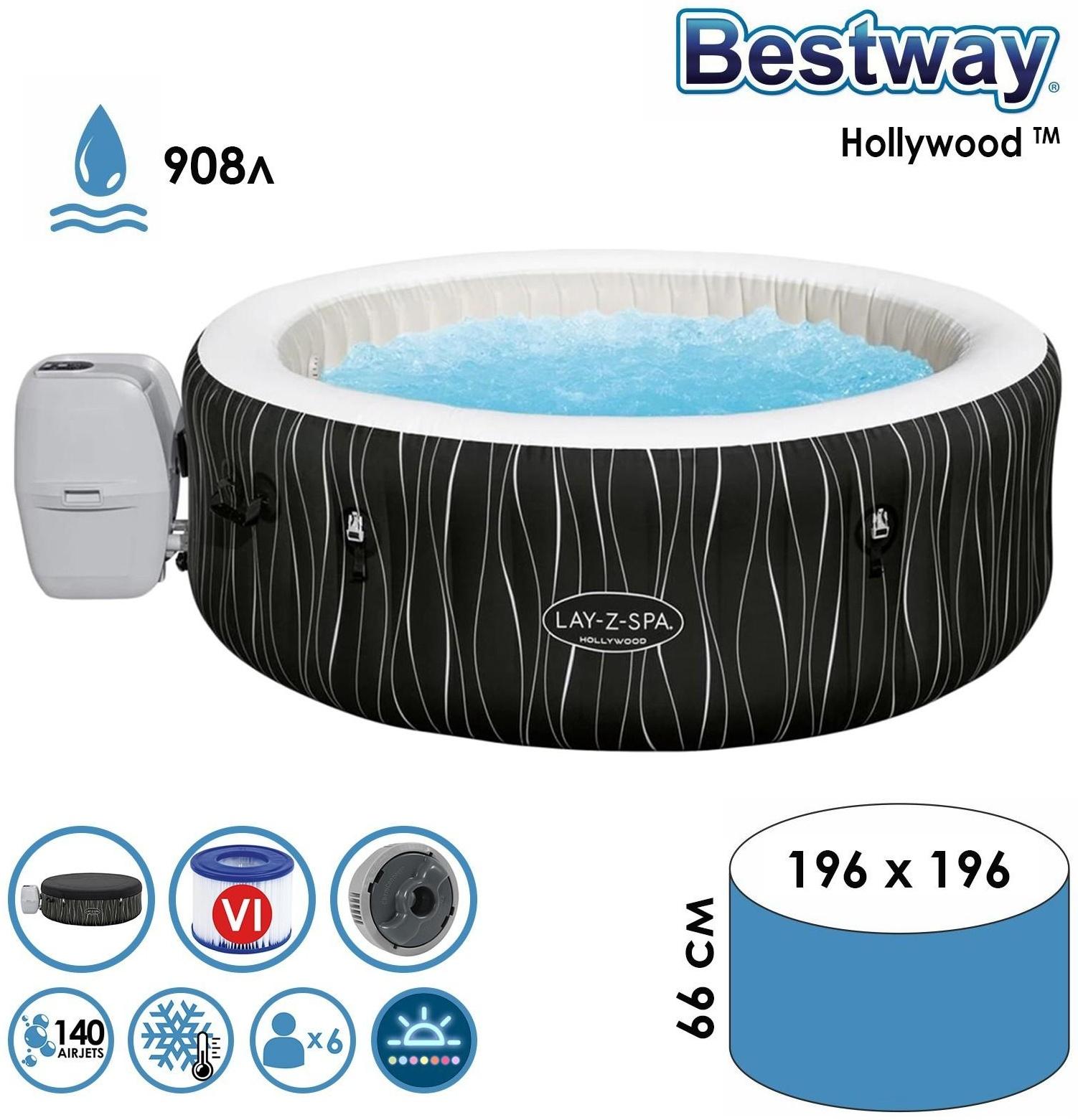Спа бассейн Hollywood AirJet 196 х 66 см + гидромассаж 60059