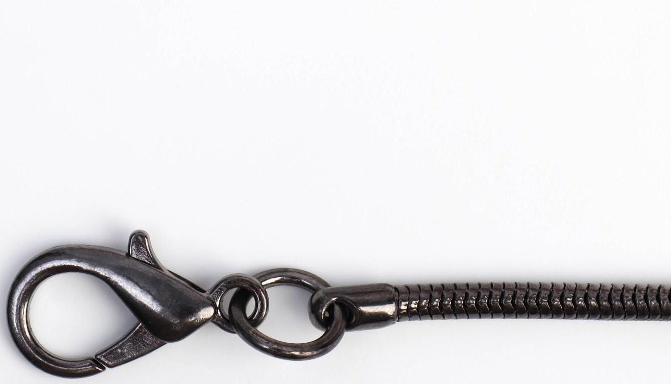 Цепочка-шнурок для сумки, с карабинами, железная, d = 3,2 мм, 120 см, цвет чёрный никель