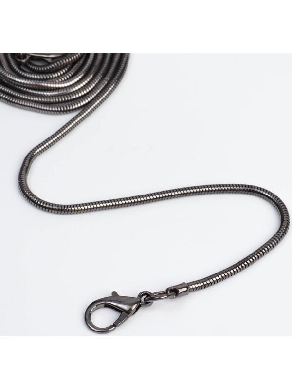 Цепочка-шнурок для сумки, с карабинами, железная, d = 3,2 мм, 120 см, цвет чёрный никель