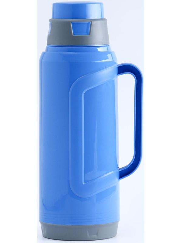 Термос со стеклянной колбой 2 л, сохраняет тепло 24 ч, синий