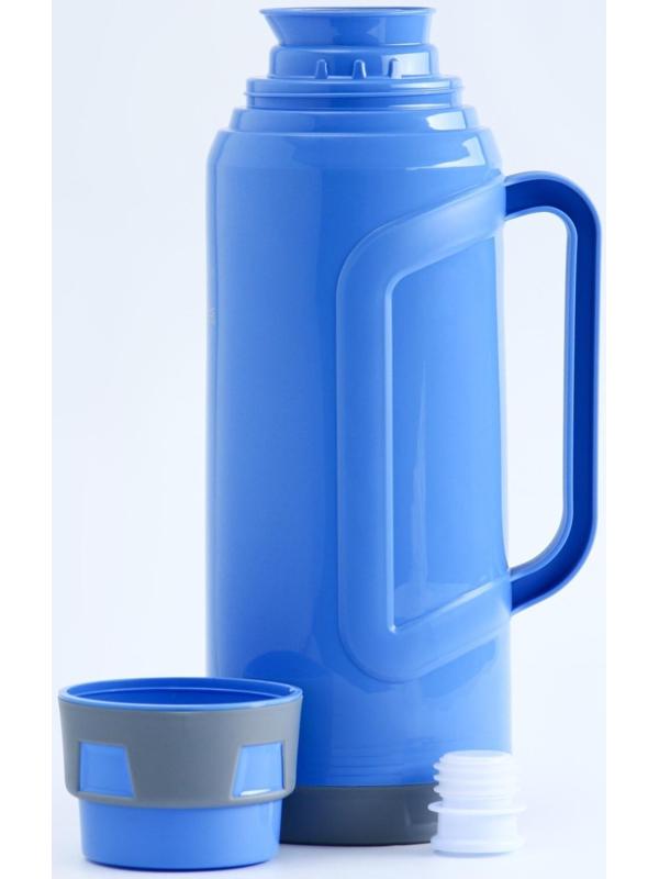 Термос со стеклянной колбой 2 л, сохраняет тепло 24 ч, синий