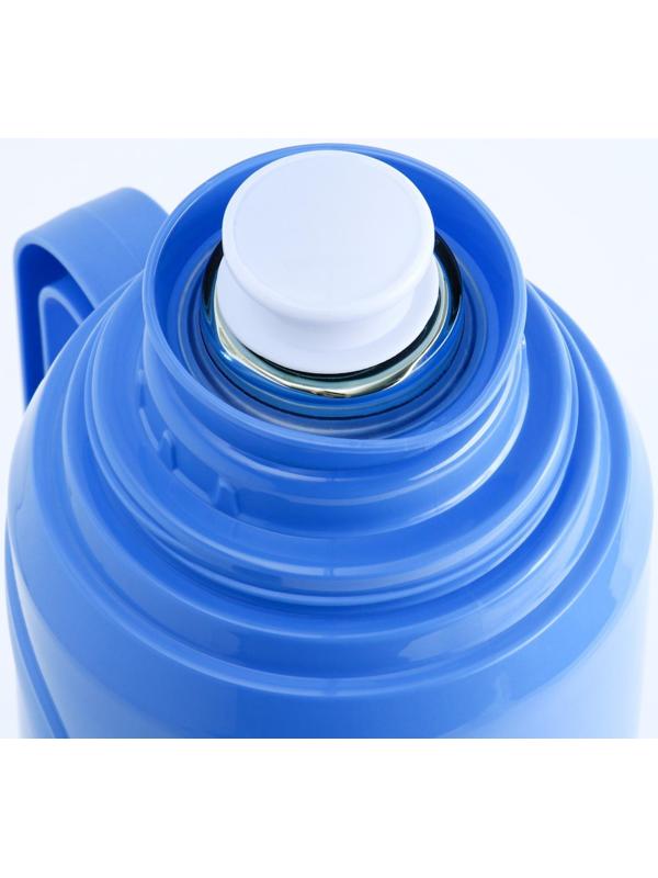 Термос со стеклянной колбой 2 л, сохраняет тепло 24 ч, синий