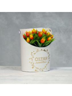 Переноска для цветов, ваза Овал с тиснением 