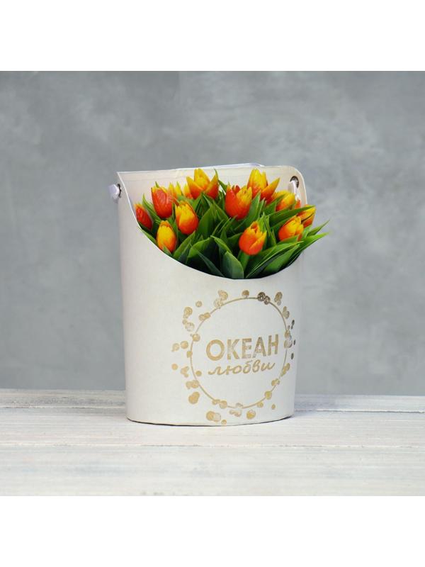 Переноска для цветов, ваза Овал с тиснением 