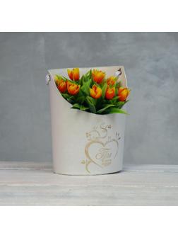 Переноска для цветов, ваза Овал с тиснением 