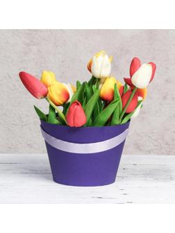 Переноска конус под цветы, фиолетовый 11,5 х 17 х 12 см