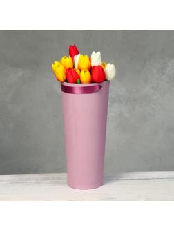 Переноска конус под цветы, пыльная роза 10 х 14 х 30 см