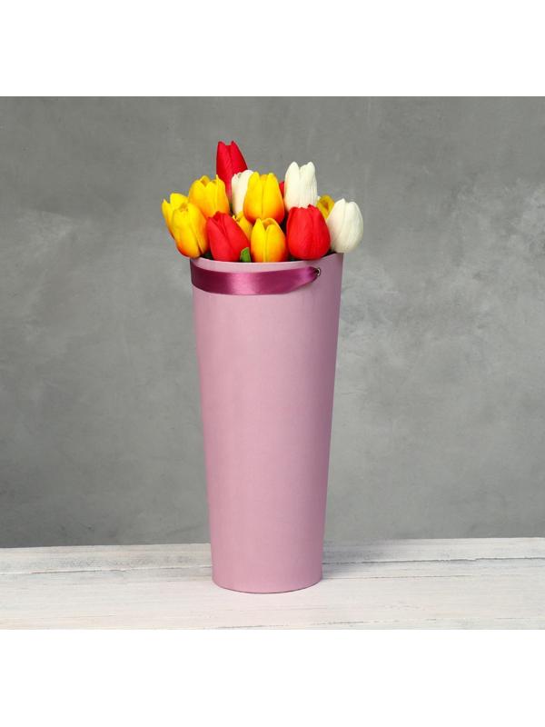 Переноска конус под цветы, пыльная роза 10 х 14 х 30 см