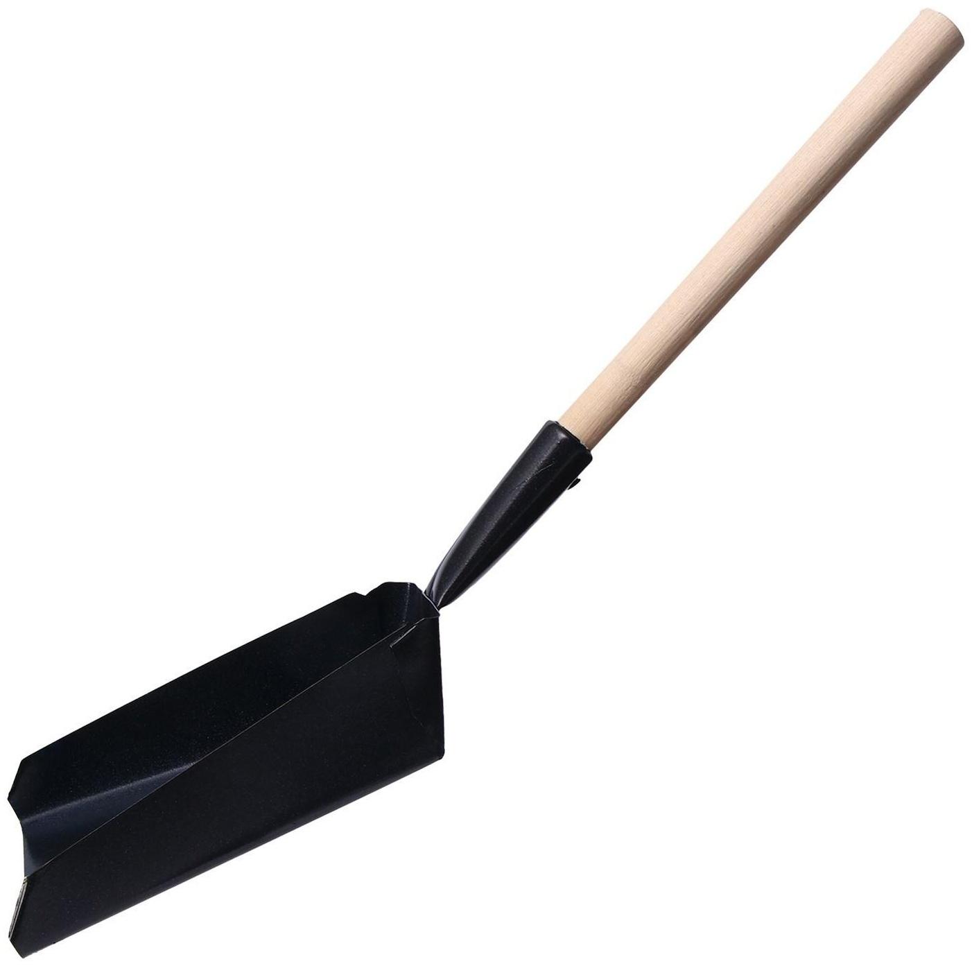 Совок хозяйственный, 17 × 17 × 6 см, металл, деревянный черенок 35 см, МИКС