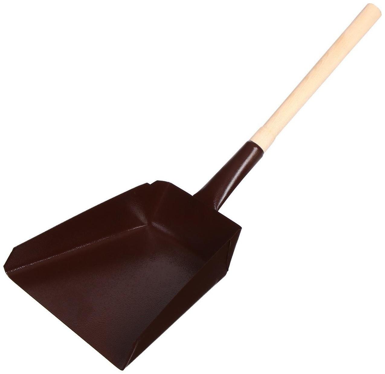 Совок хозяйственный, 17 × 17 × 6 см, металл, деревянный черенок 35 см, МИКС