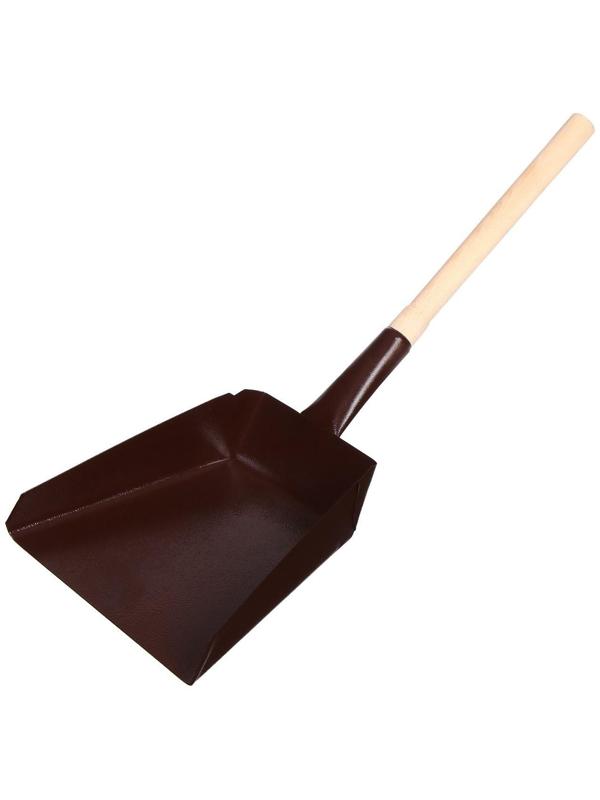 Совок хозяйственный, 17 × 17 × 6 см, металл, деревянный черенок 35 см, МИКС