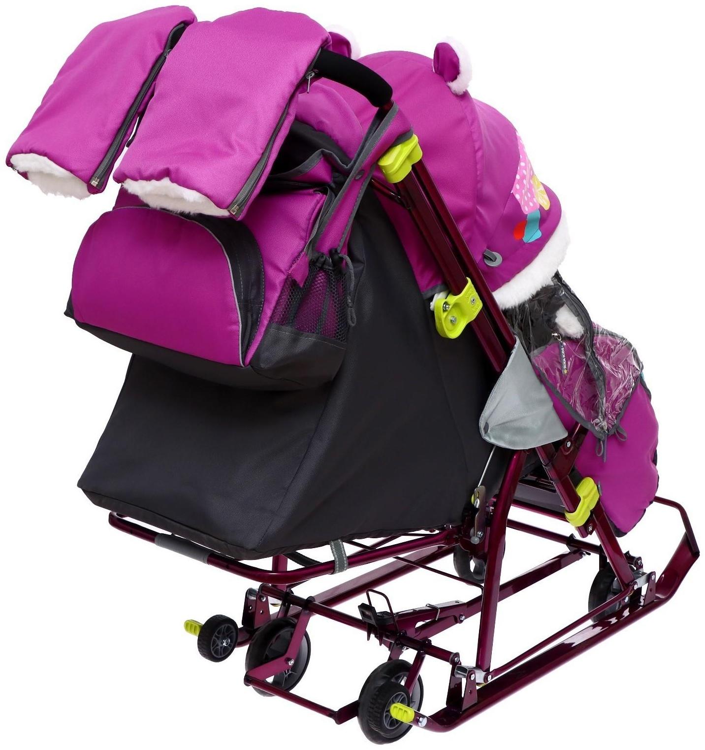 Санки-коляска «Ника Детям 7-6», рисунок со снеговиком, цвет орхидея