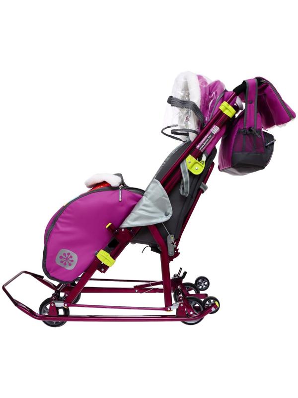 Санки-коляска «Ника Детям 7-6», рисунок со снеговиком, цвет орхидея
