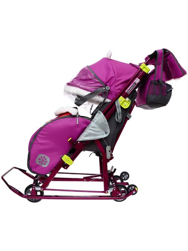 Санки-коляска «Ника Детям 7-6», рисунок со снеговиком, цвет орхидея