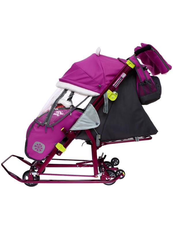 Санки-коляска «Ника Детям 7-6», рисунок со снеговиком, цвет орхидея