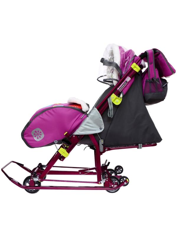 Санки-коляска «Ника Детям 7-6», рисунок со снеговиком, цвет орхидея
