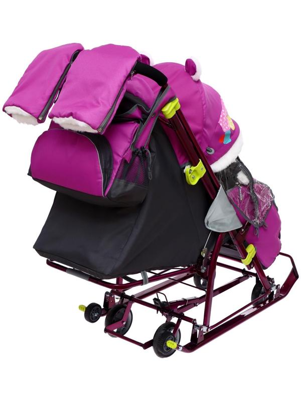 Санки-коляска «Ника Детям 7-6», рисунок со снеговиком, цвет орхидея