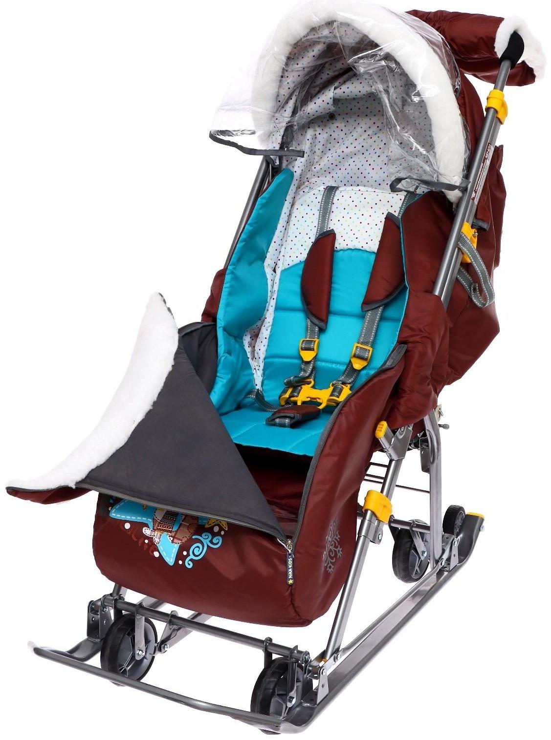 Санки-коляска «Ника Детям 7-6», рисунок с бельчонком, цвет шоколадный