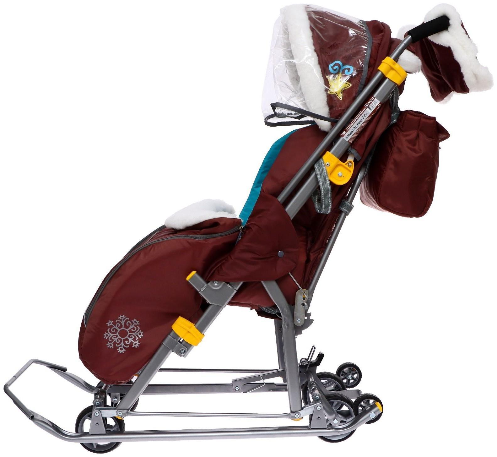 Санки-коляска «Ника Детям 7-6», рисунок с бельчонком, цвет шоколадный