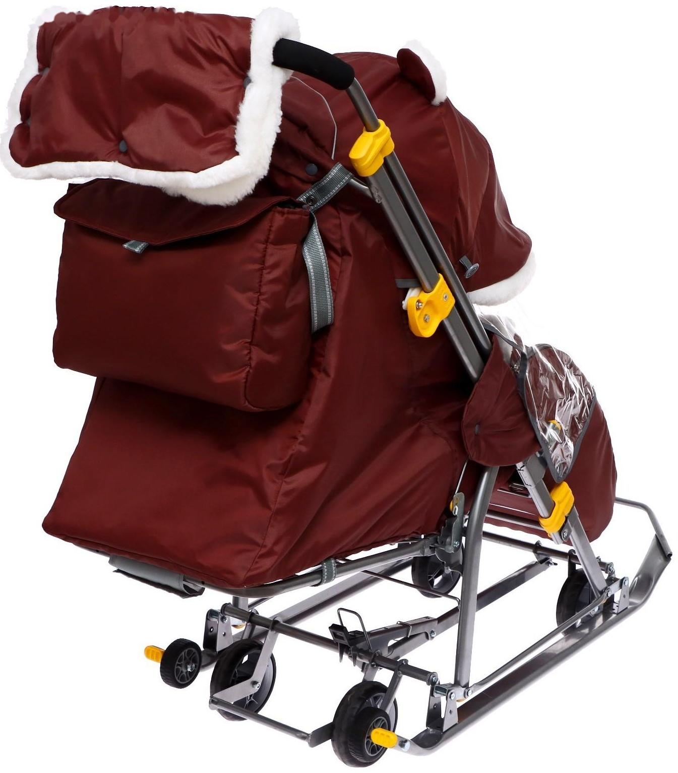 Санки-коляска «Ника Детям 7-6», рисунок с бельчонком, цвет шоколадный