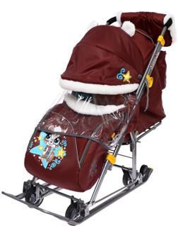 Санки-коляска «Ника Детям 7-6», рисунок с бельчонком, цвет шоколадный